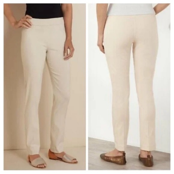 NWT NEW Soft Surroundings Soft Essential Pull On Pointe Pants Petite Ivory Cream - Picture 1 of 13